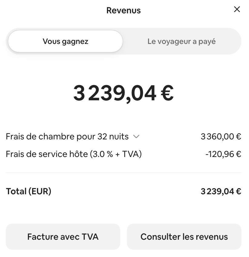 Tableau de bord des revenus Airbnb sur ordinateur