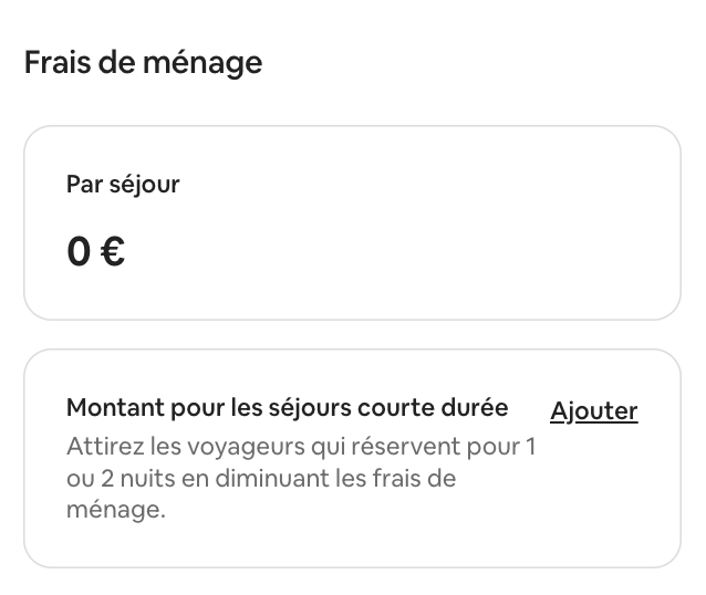 Frais de ménage Airbnb affichés dans le récapitulatif de réservation d'un voyageur
