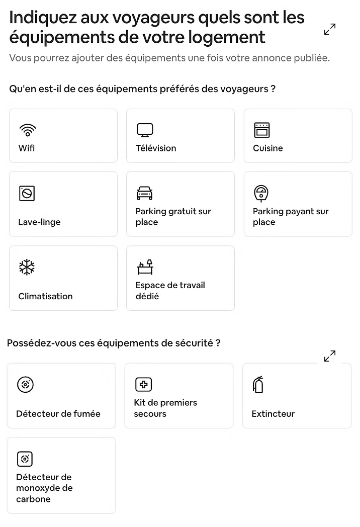 Liste des équipements à renseigner dans une annonce Airbnb